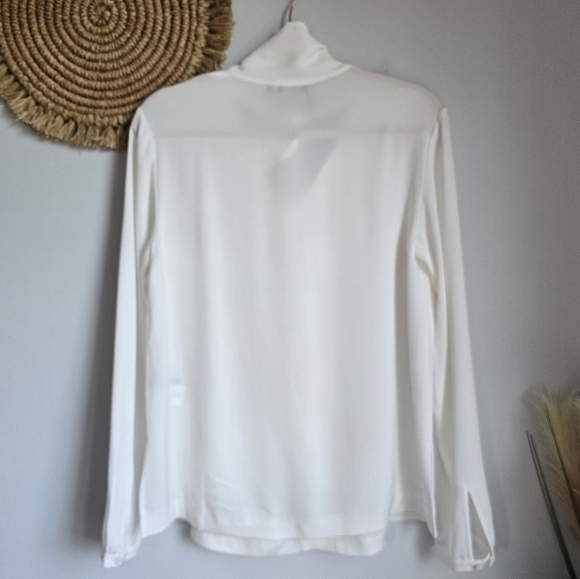 J. Lindeberg New White Tie Neck Cindy Jersey Blouse Shirt Womens US Size 8 - Picture 7 of 13
